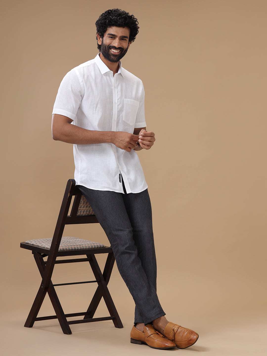 Men Linen Cotton White Shirt 7525
