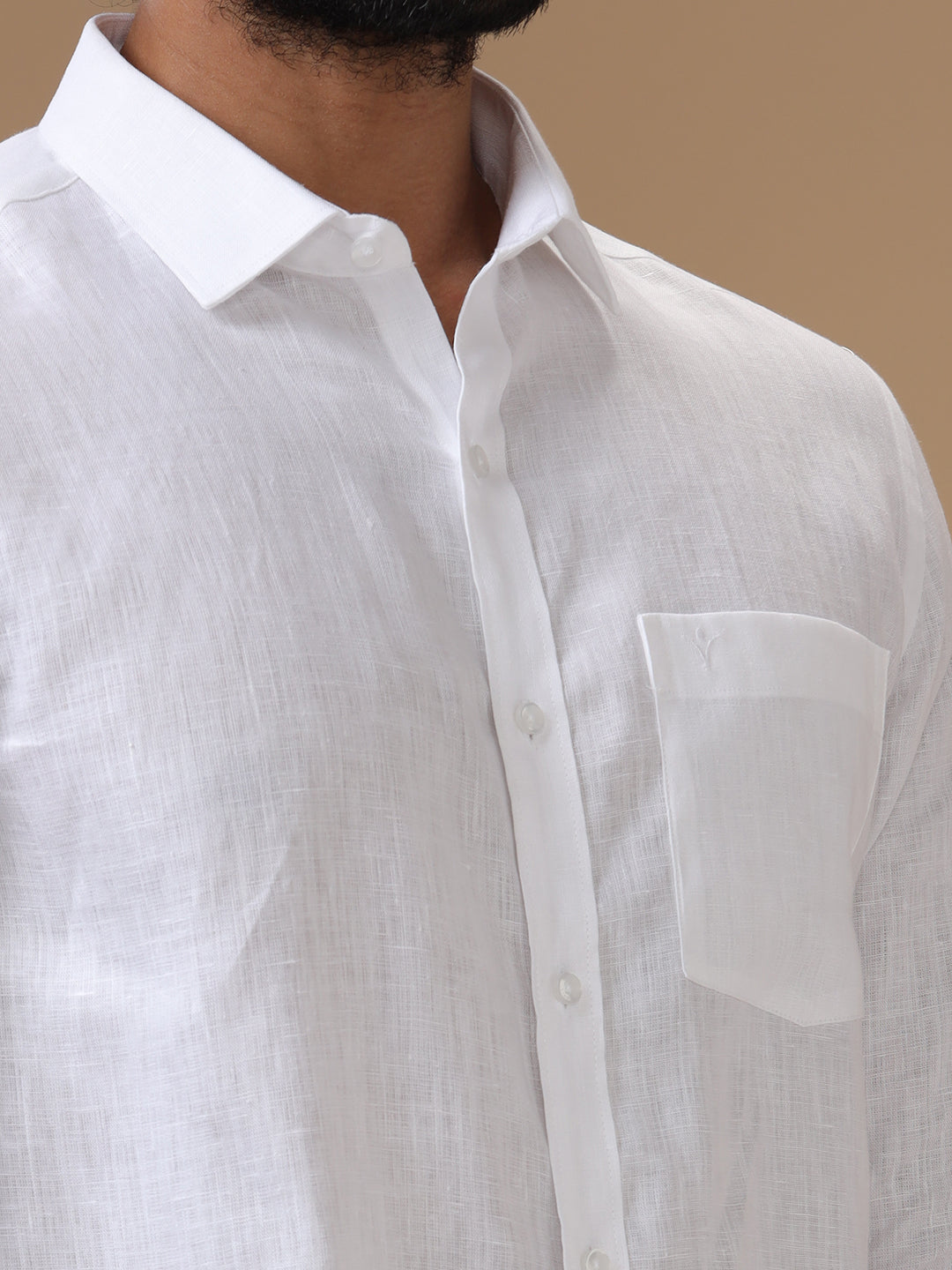 Men Pure Linen White Shirt 5445