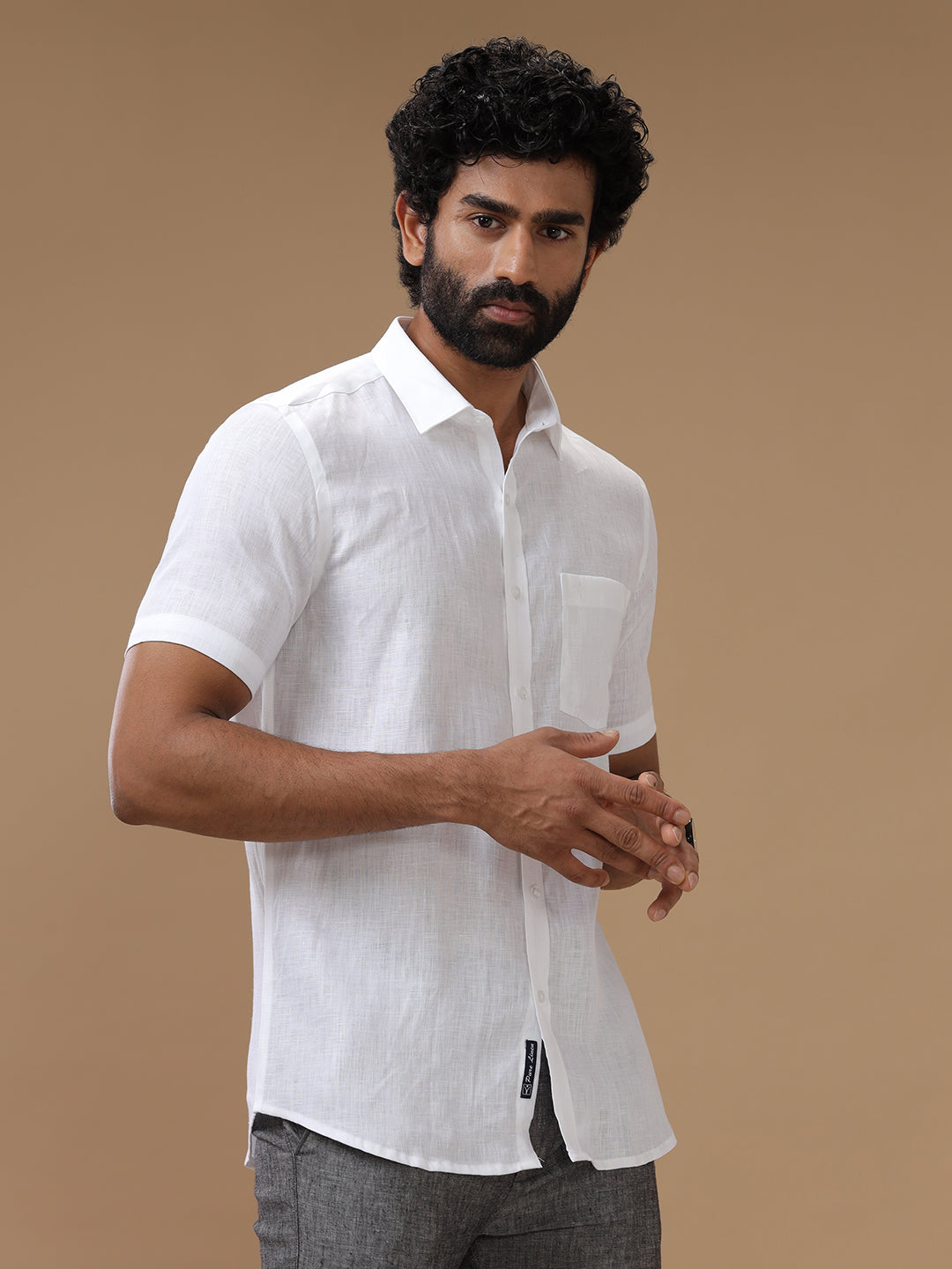 Men Pure Linen White Shirt 5445