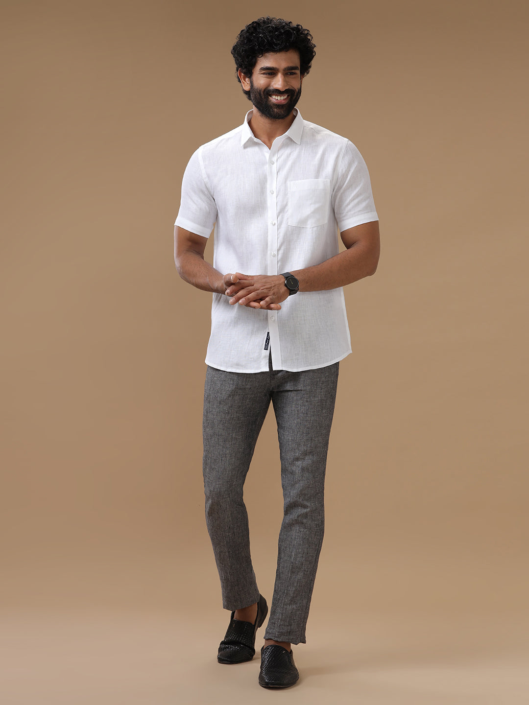 Men Pure Linen White Shirt 5445