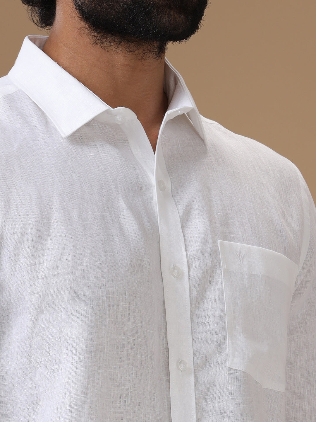 Men Linen Rich White Shirt LC