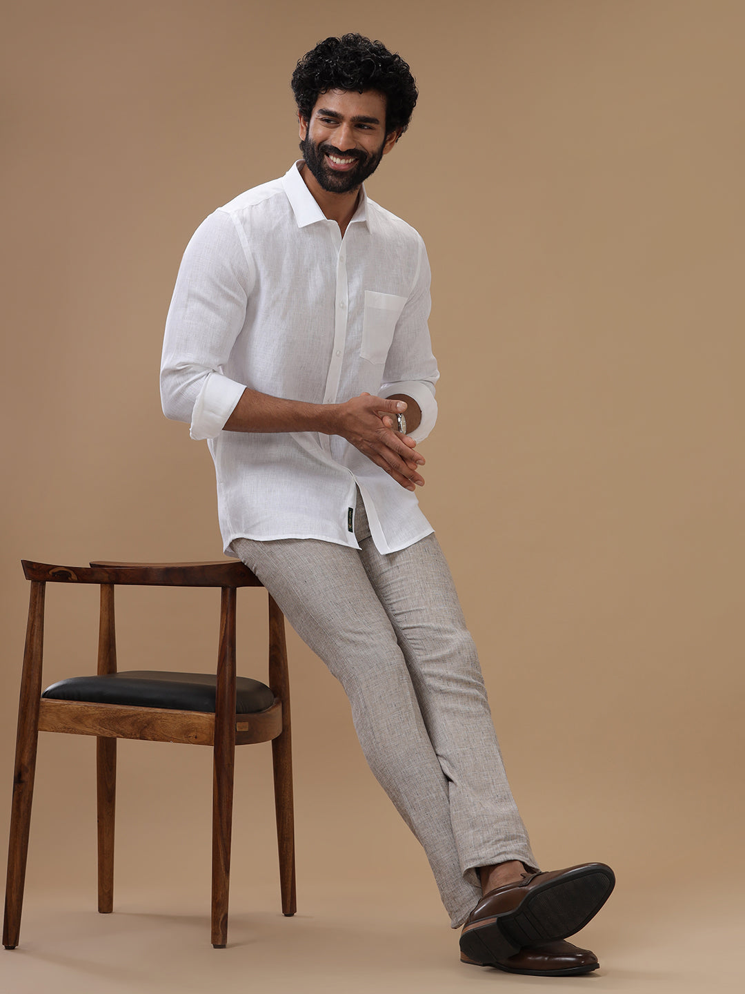 Men Linen Rich White Shirt LC