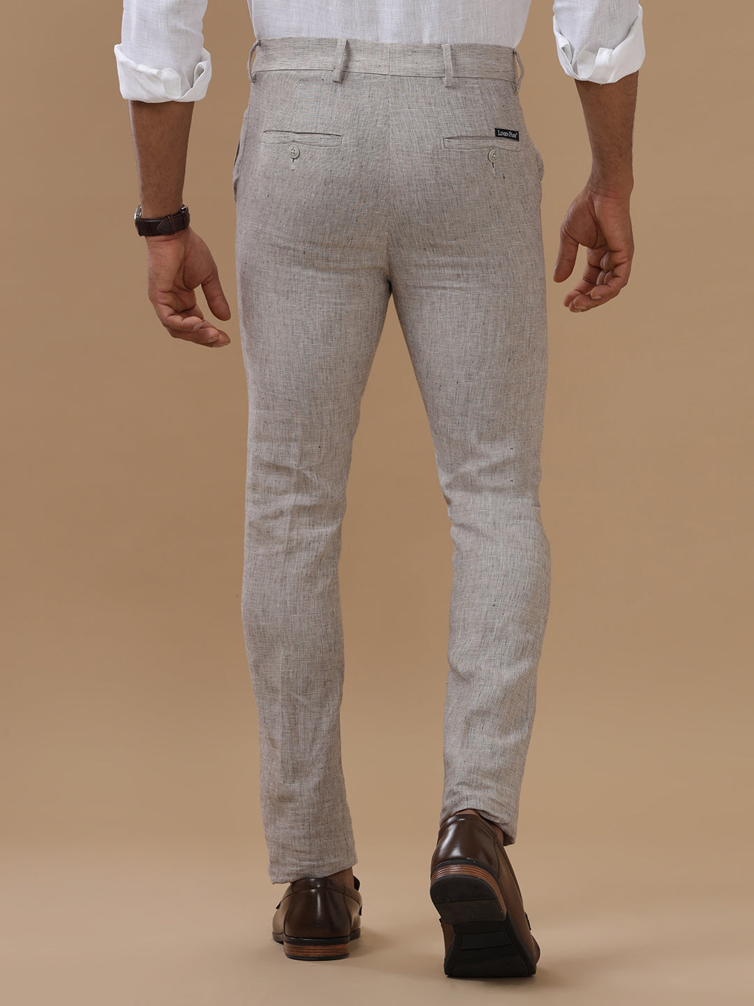 Men Pure Linen Thistle Green Pant with Trim Fit PL07