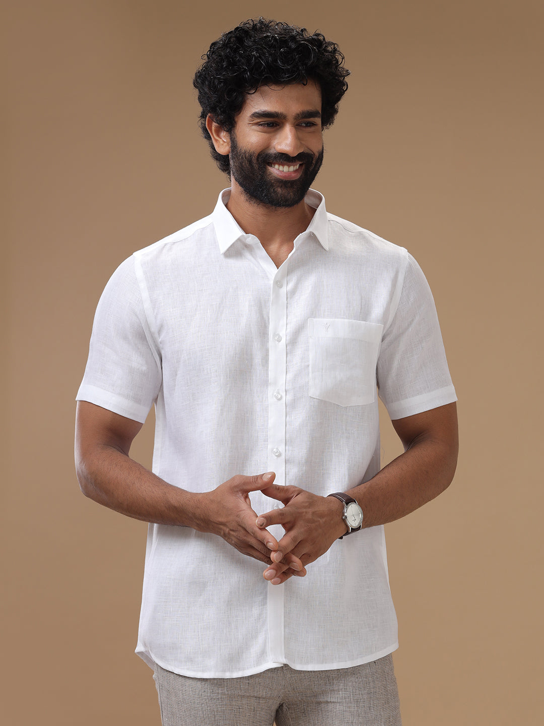 Men Linen Rich White Shirt LC