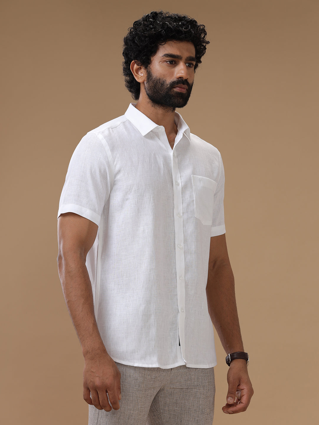 Men Linen Rich White Shirt LC