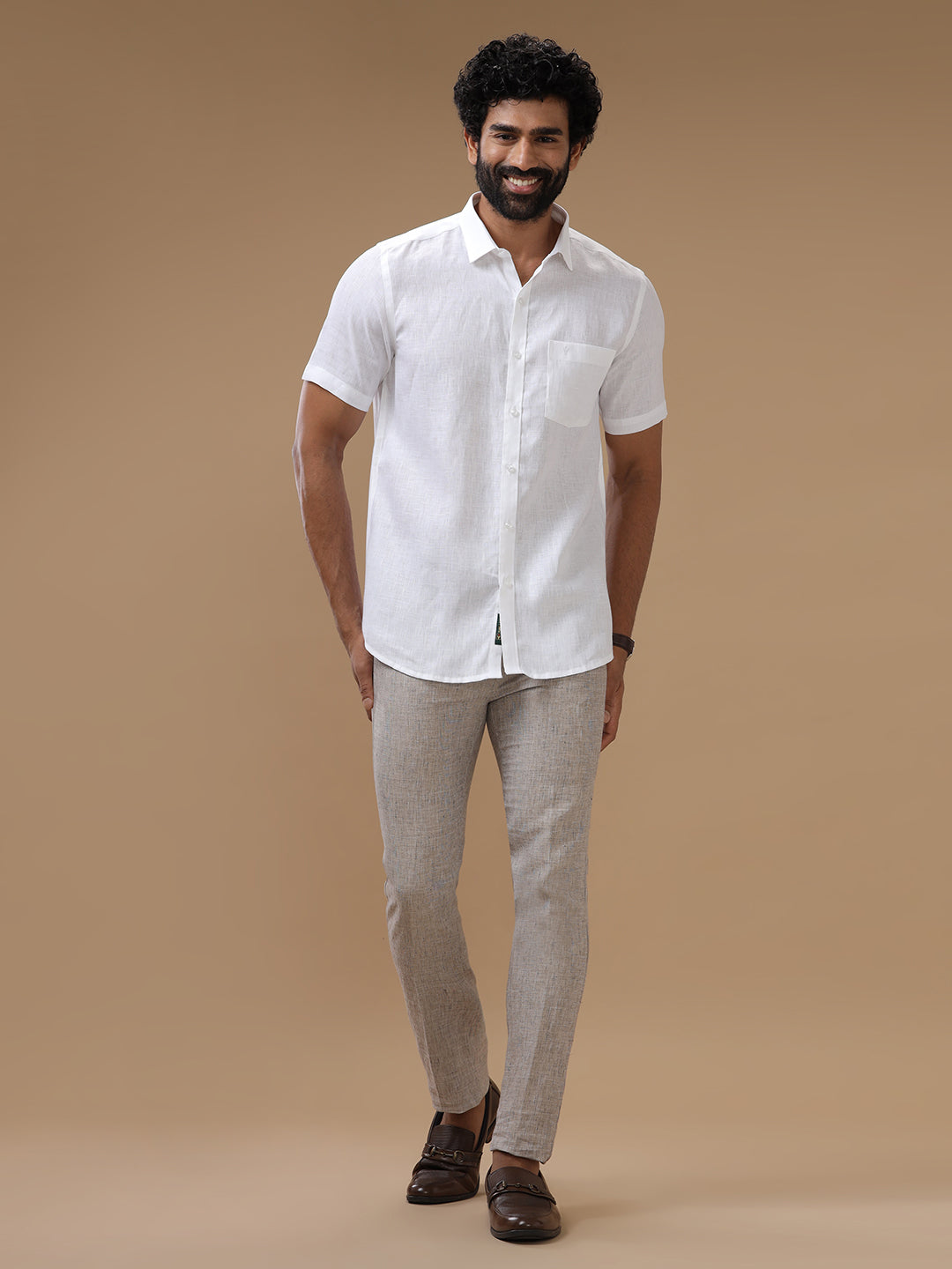 Men Linen Rich White Shirt LC