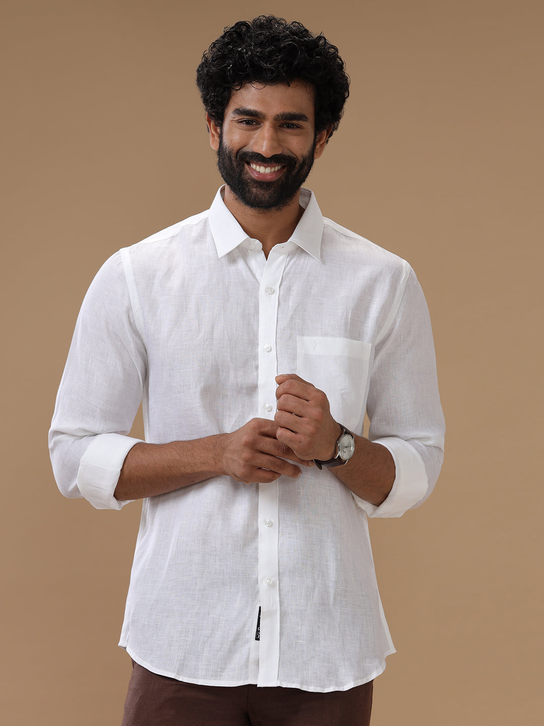 Men Pure Linen White Shirt 51001
