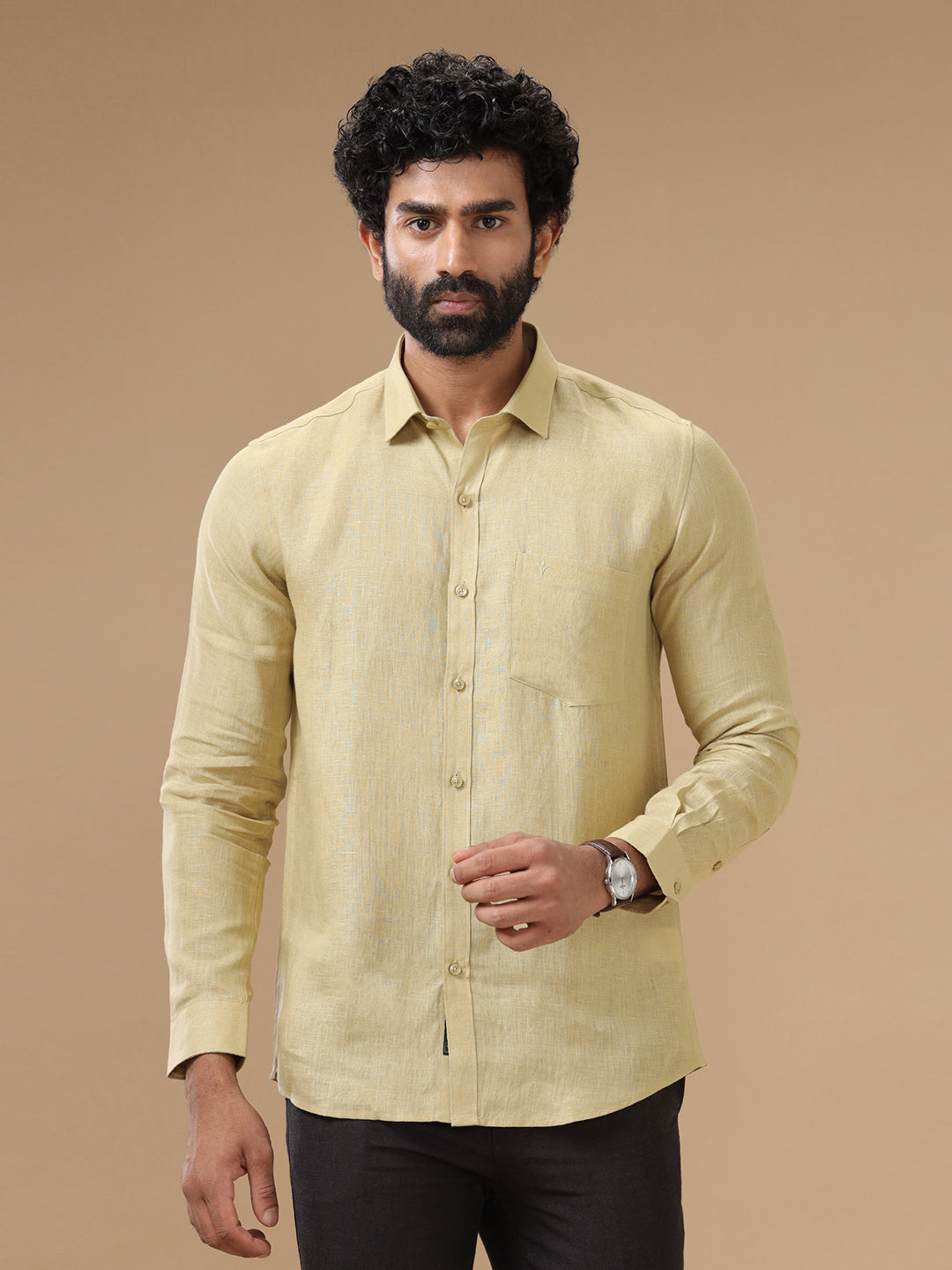 Men Pure Linen Sandal Shirt L112