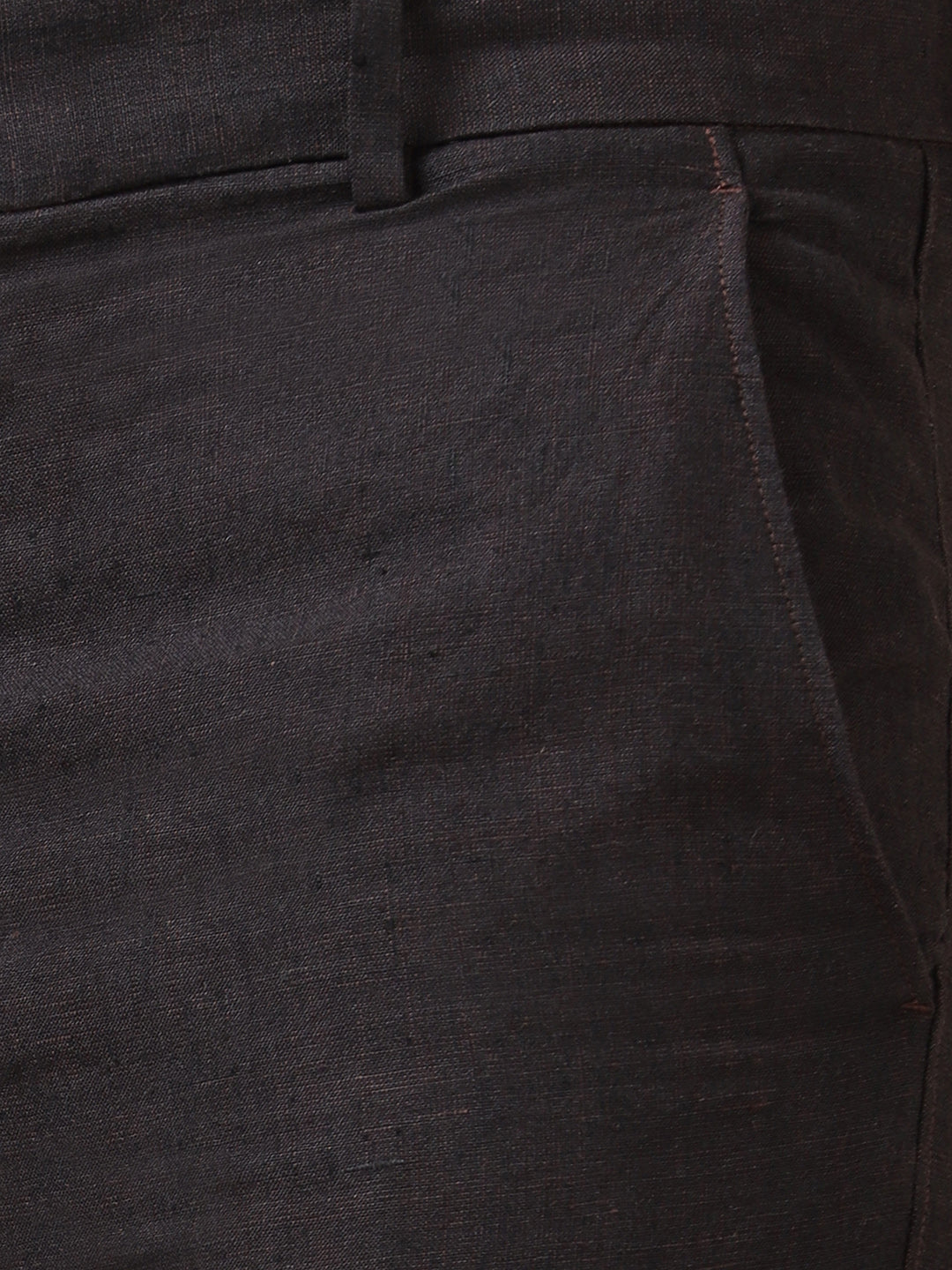 Men Pure Linen Black Pant with Trim Fit PL01