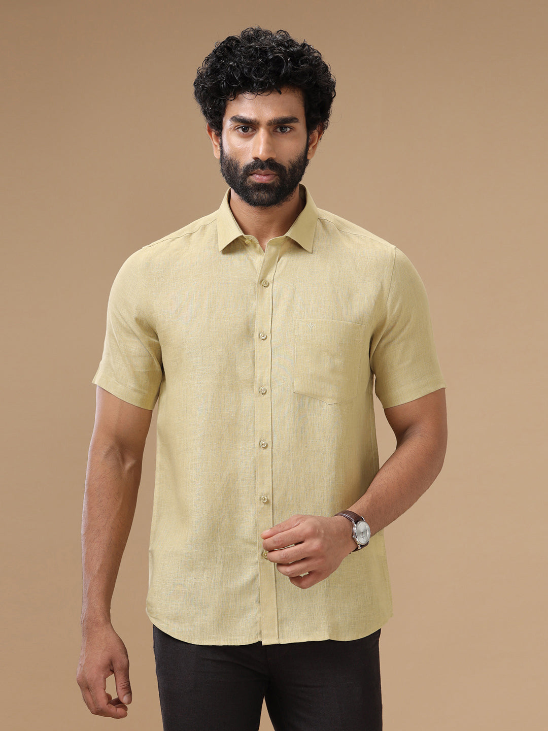Men Pure Linen Sandal Shirt L112