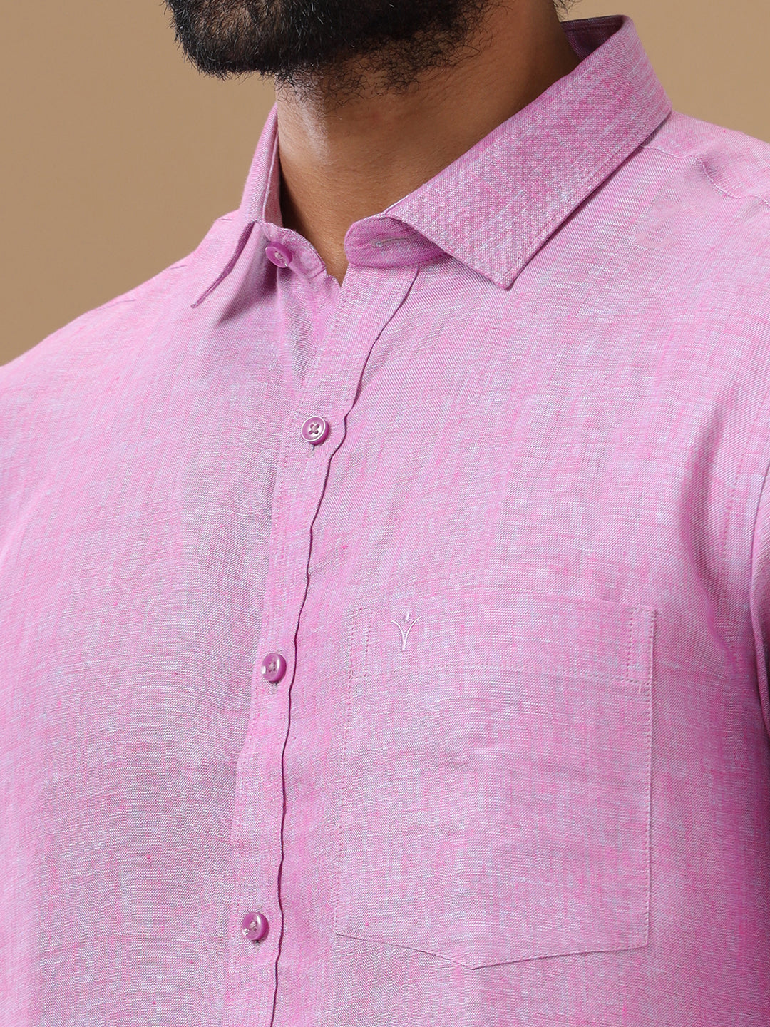 Men Pure Linen Purple Shirt L79