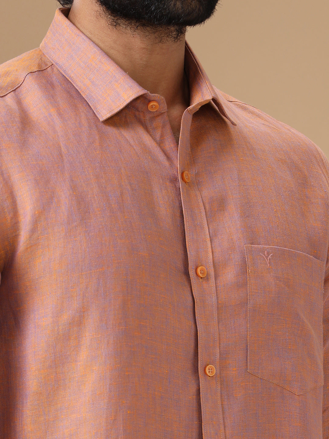Men Pure Linen Maroon Shirt L80