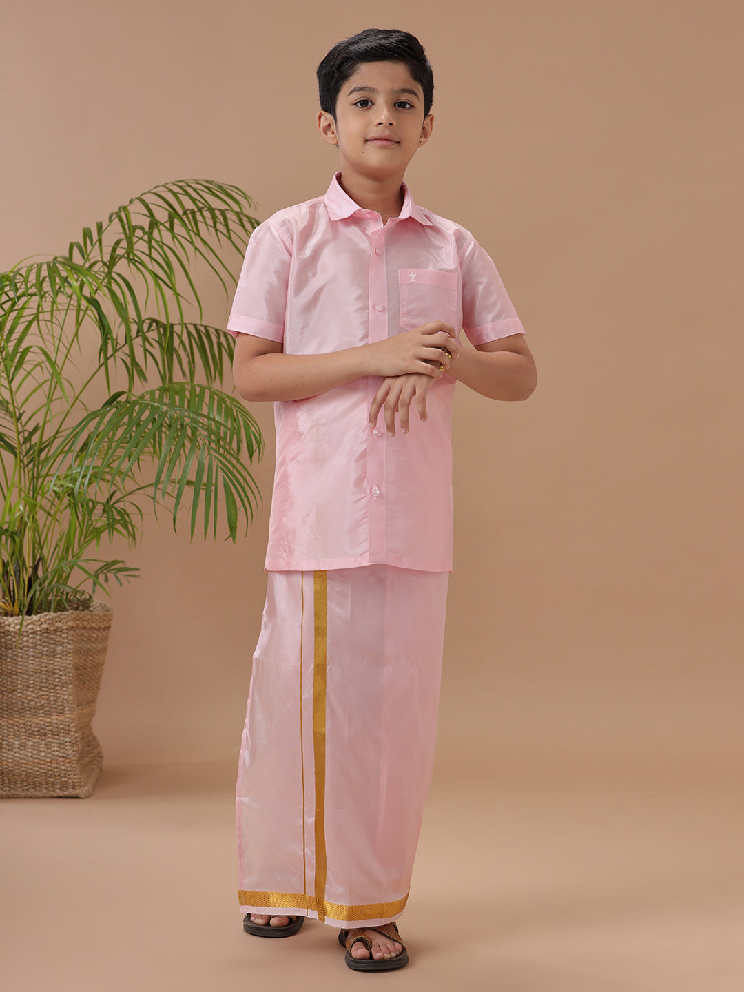 Boys Shirt Dhoti Set Swayamvara Pink