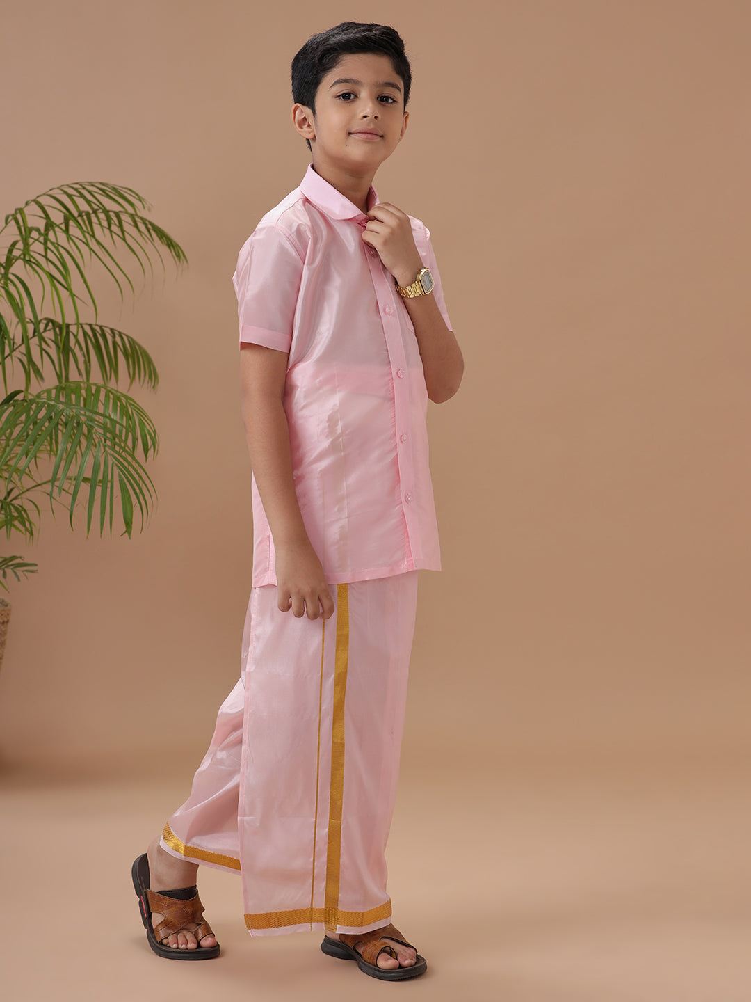 Boys Shirt & Dhoti Set Swayamvara Pink