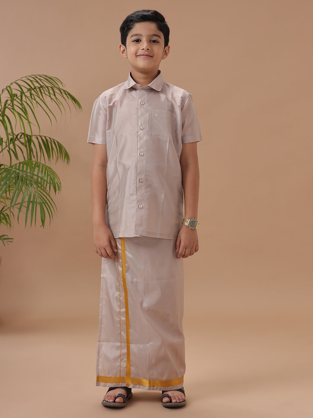 Boys Shirt & Dhoti Set Swayamvara Bronze