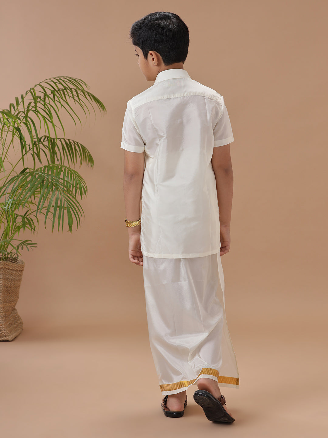 Boys Shirt & Dhoti Set Swayamvara Cream