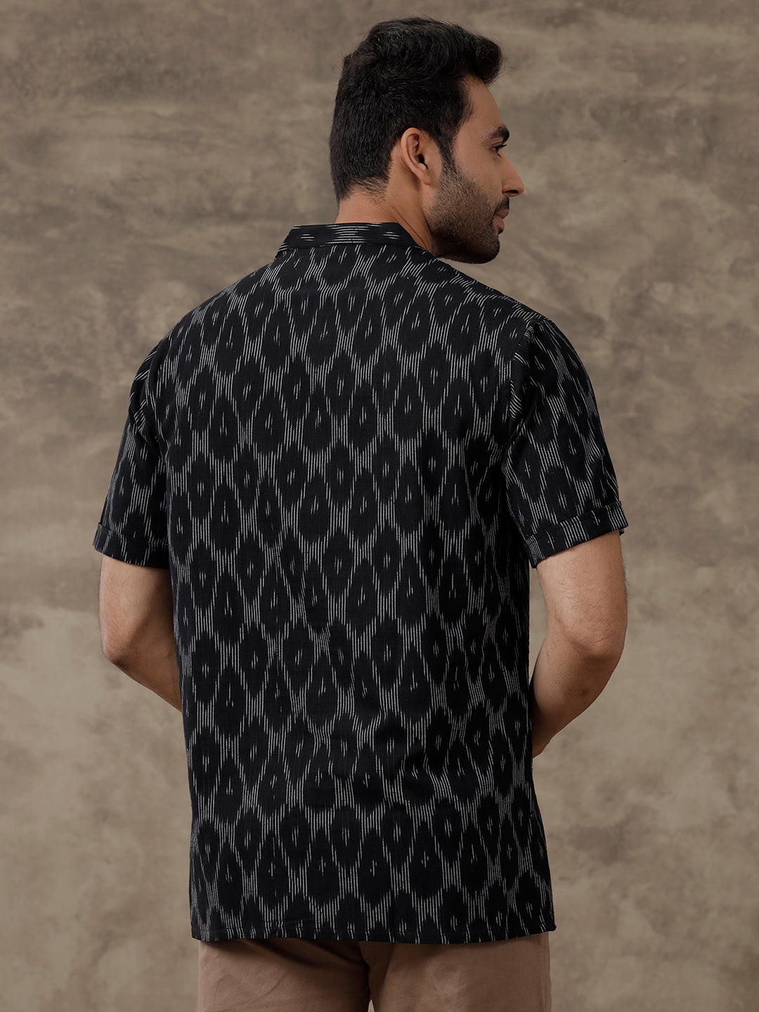 Cotton Short Length Printed Pocket Kurta Black PB25