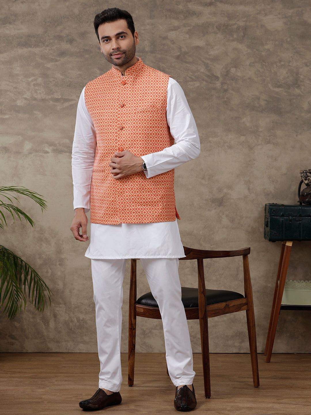 Men Ethnic Jacket Orange JB14