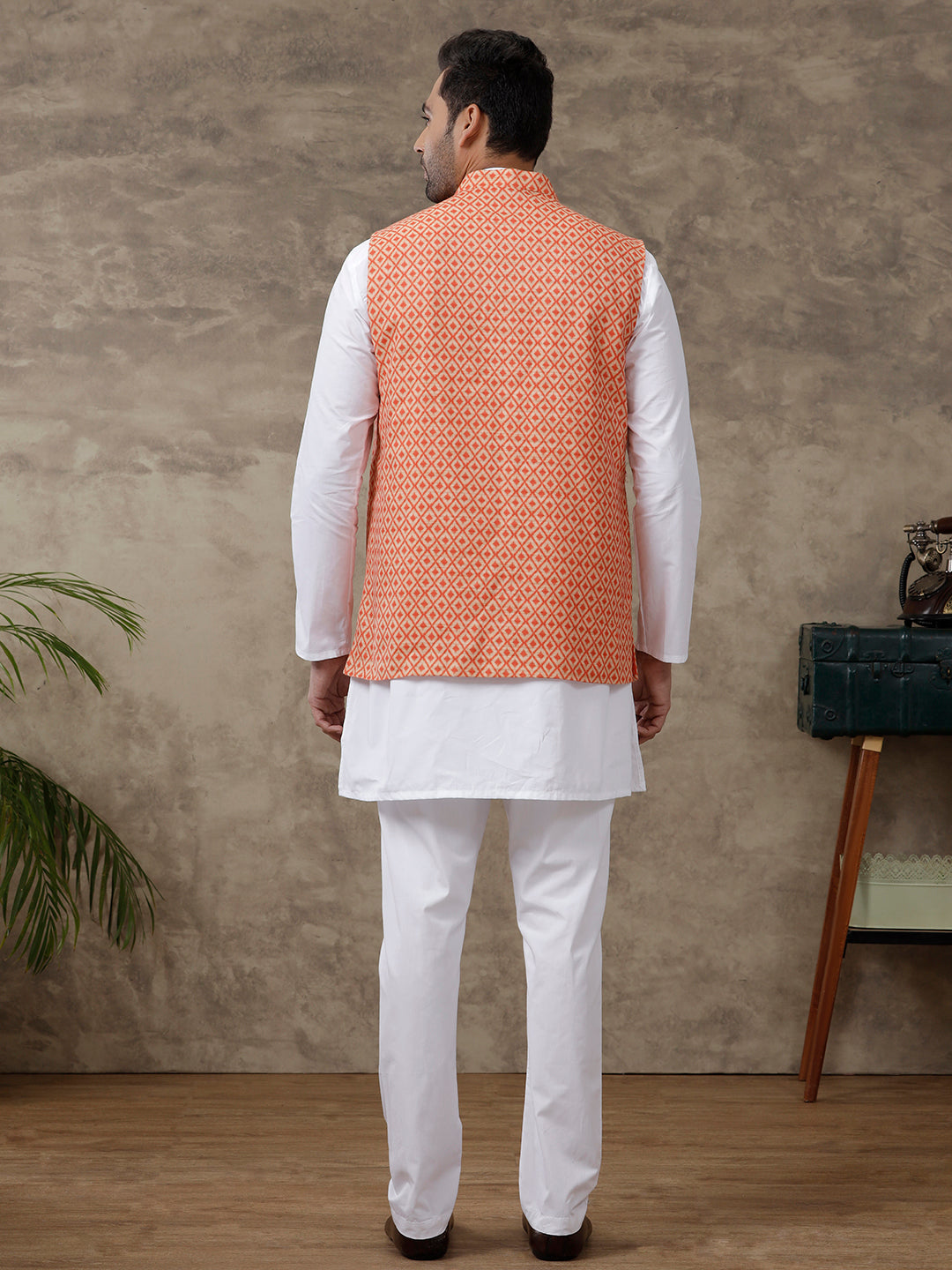 Men Ethnic Jacket Orange JB14