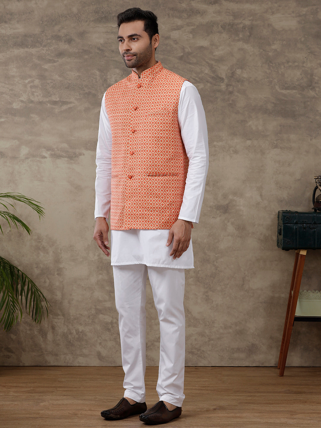 Men Ethnic Jacket Orange JB14