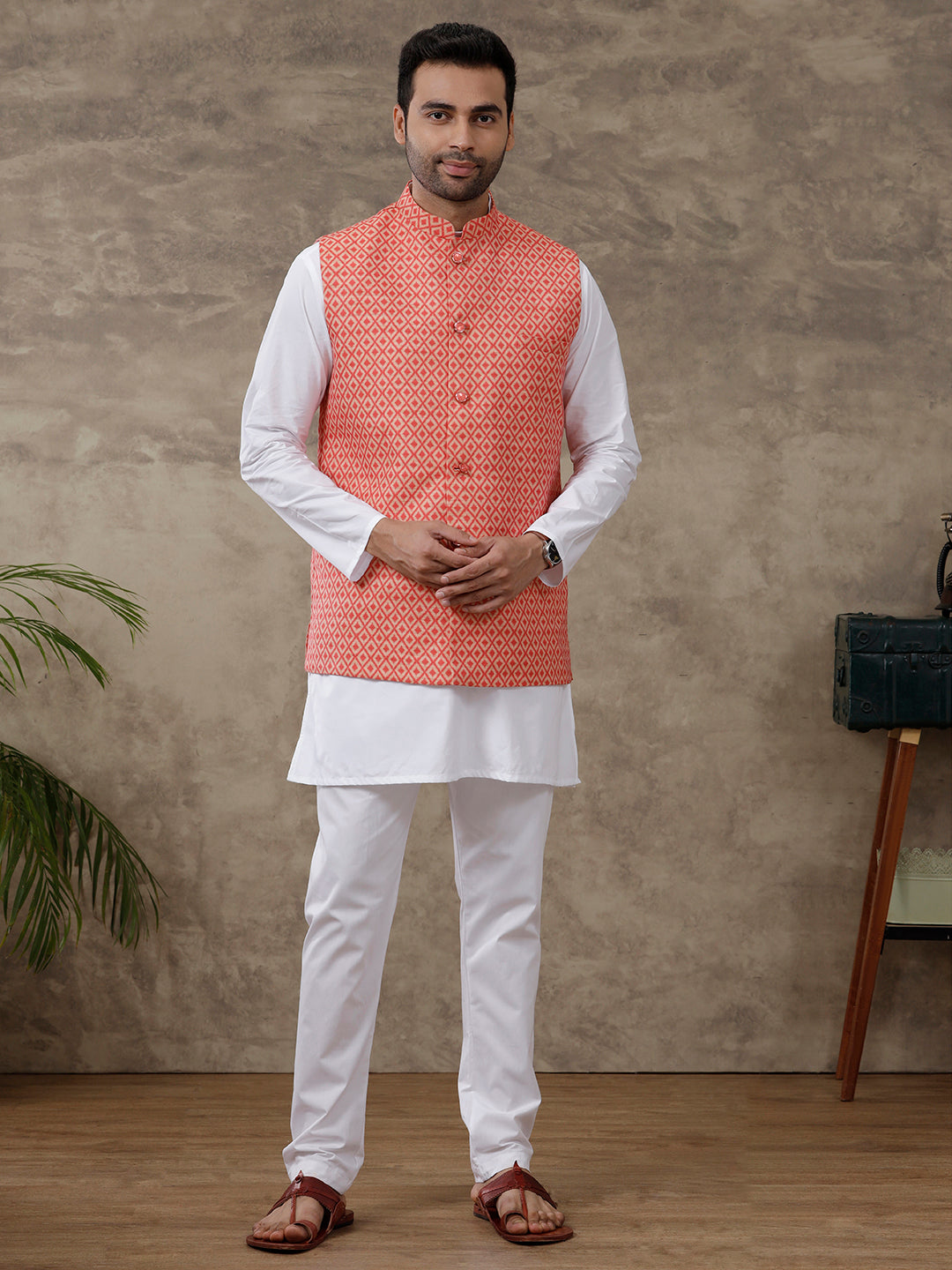 Men Ethnic Jacket Red JB15