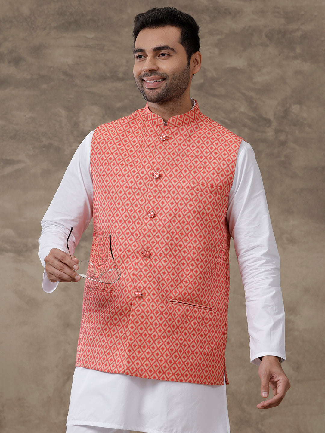 Men Ethnic Jacket Red JB15