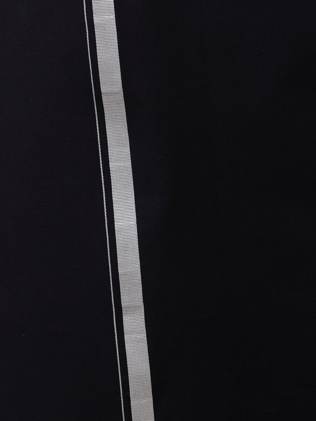 Men Cotton Blend Single Layer Silver Black Dhoti with Silver Jari Border Cosmic