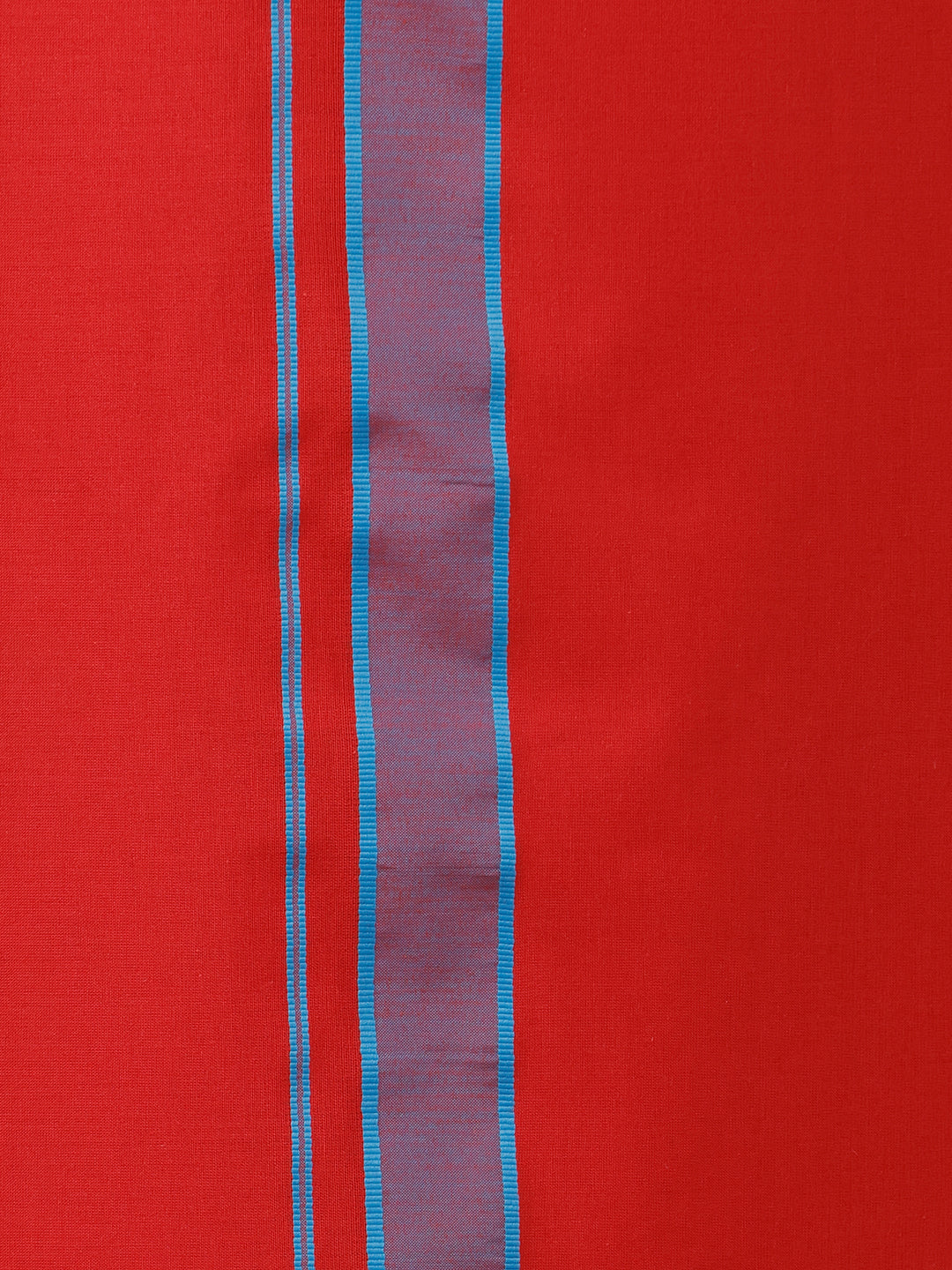 Men 100% Cotton Single Layer Red Dhoti with Assorted Border Ahimsa