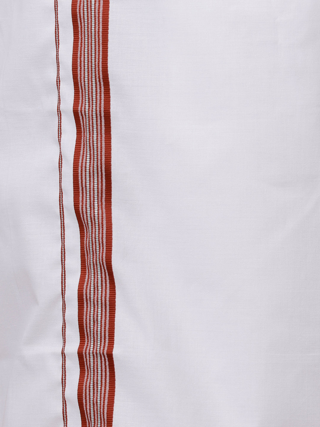 Men Cotton Blend Single Layer White Dhoti with Fancy Jari Border WSF04