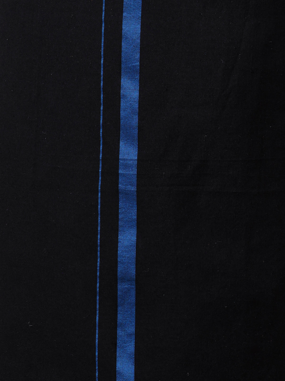 Men Cotton Blend Single Layer Black Dhoti & Towel Set with Blue Big Border Makara Jyoti