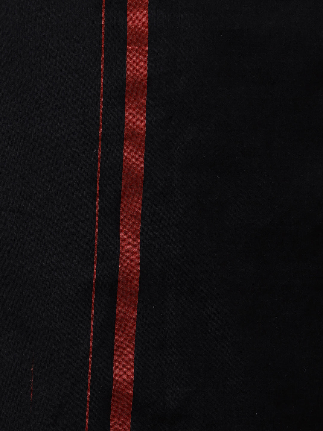 Men Cotton Blend Single Layer Black Dhoti & Towel Set with Assorted Border