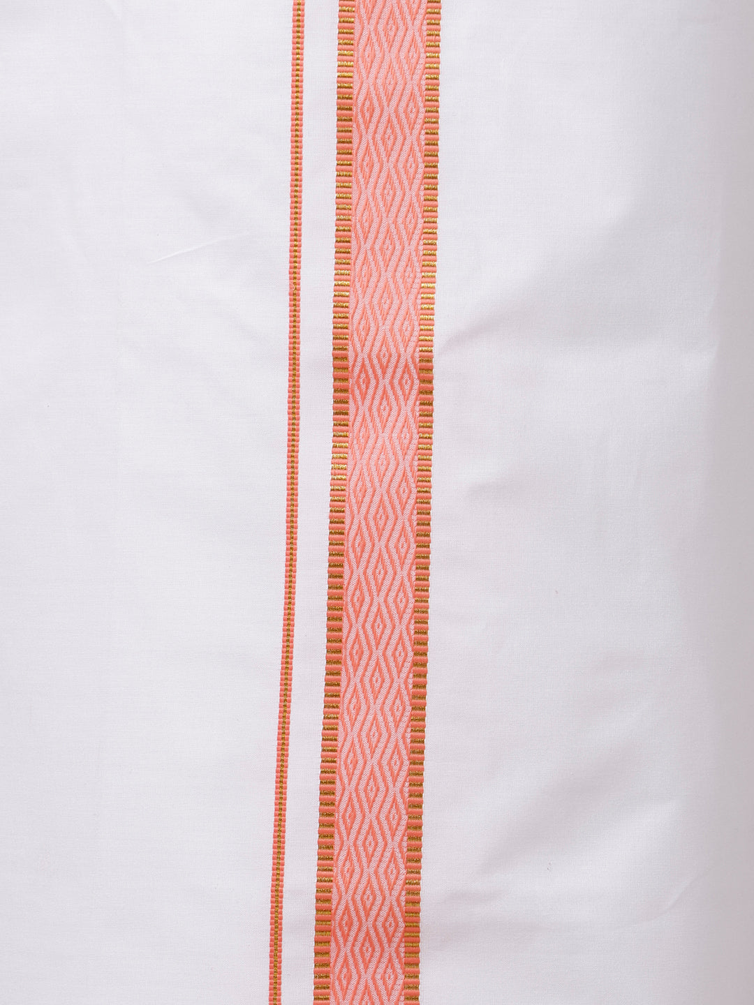 Men 100% Cotton Single Layer White Dhoti with Fancy Jari Border GR04