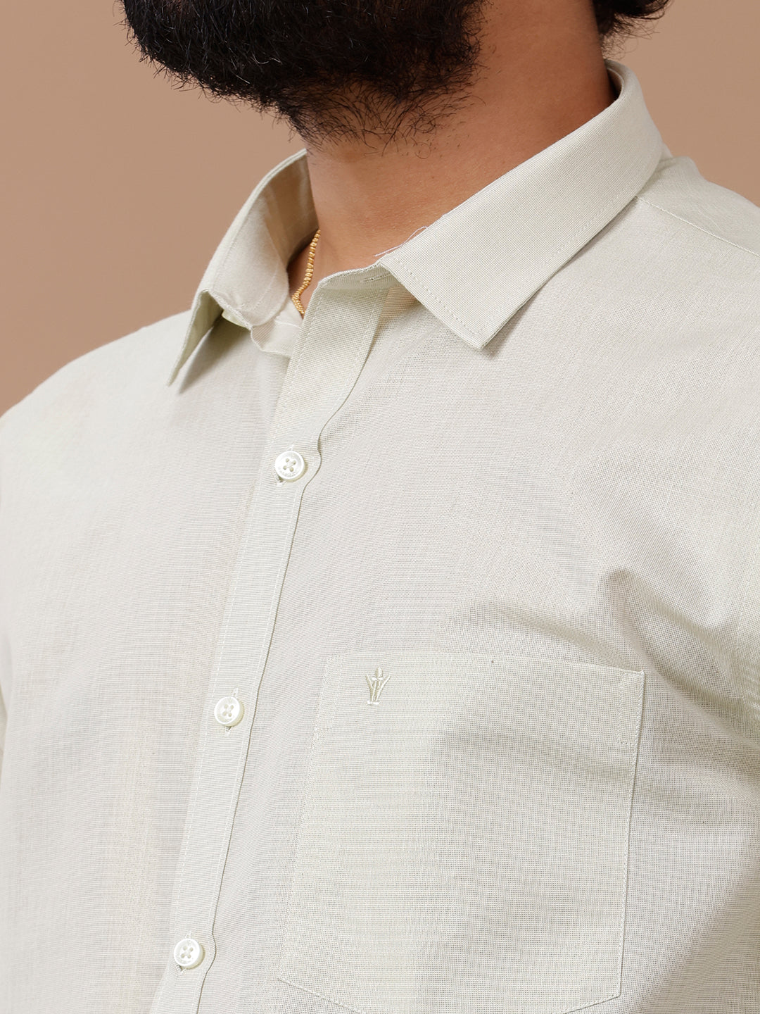 Tissue Moss Green Shirt Dhoti & Towel Set