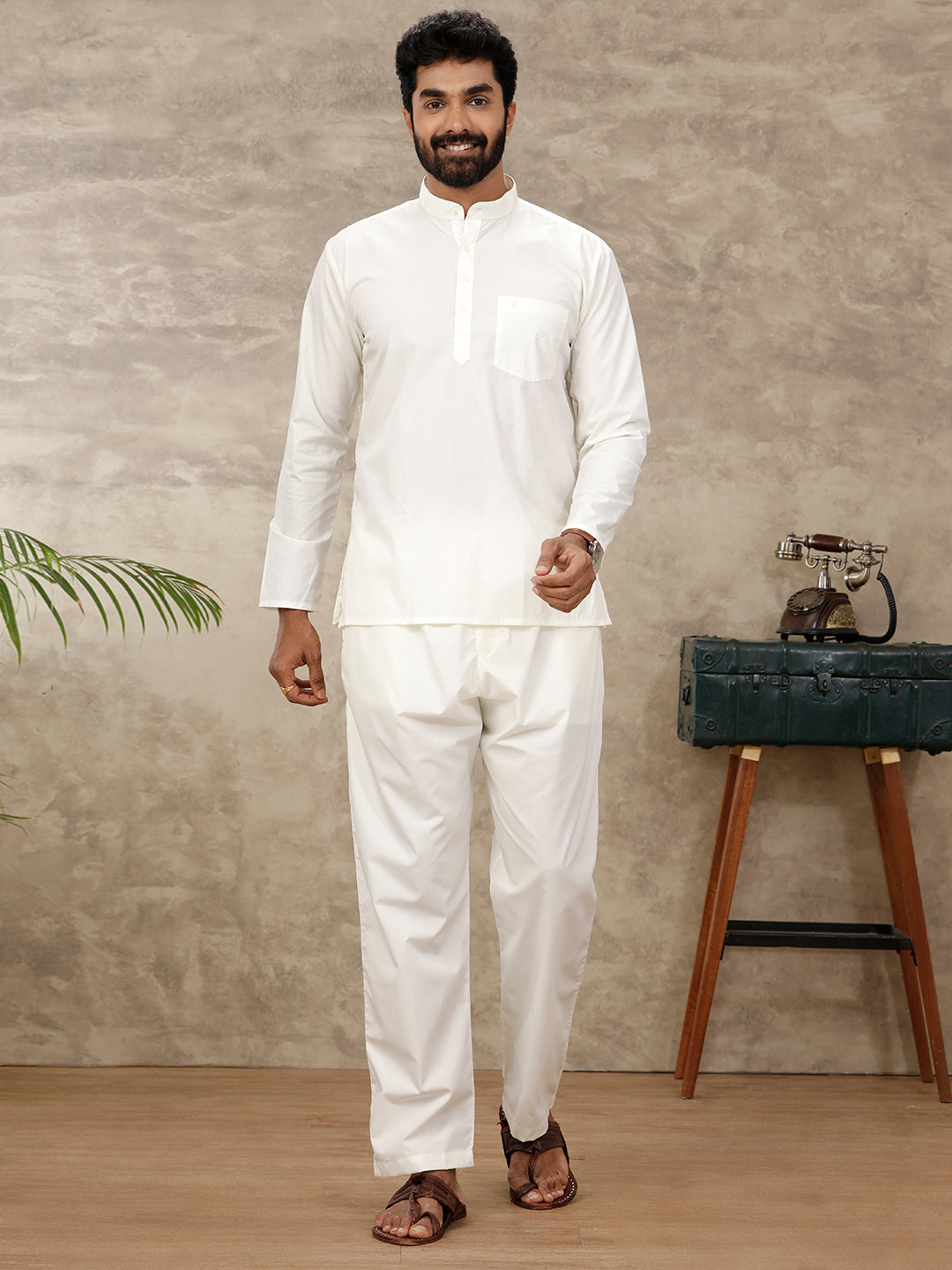 Men Cotton Cream Pyjama Pant