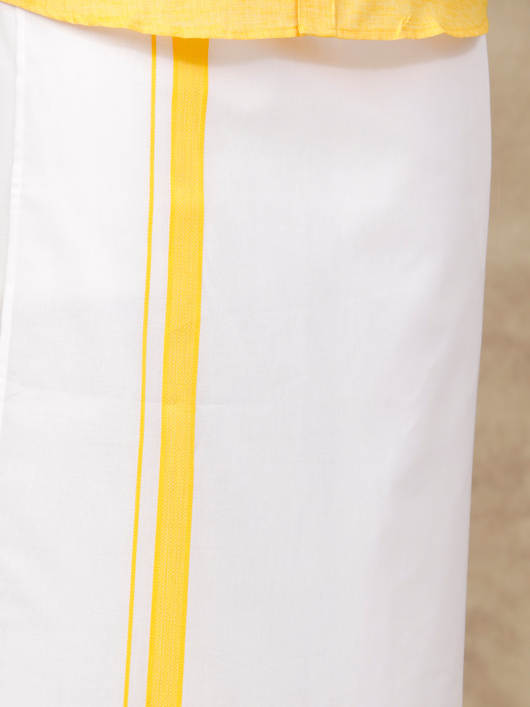 Men Matching Dhoti & Full Sleeves Shirt Set Lite Yellow CC3