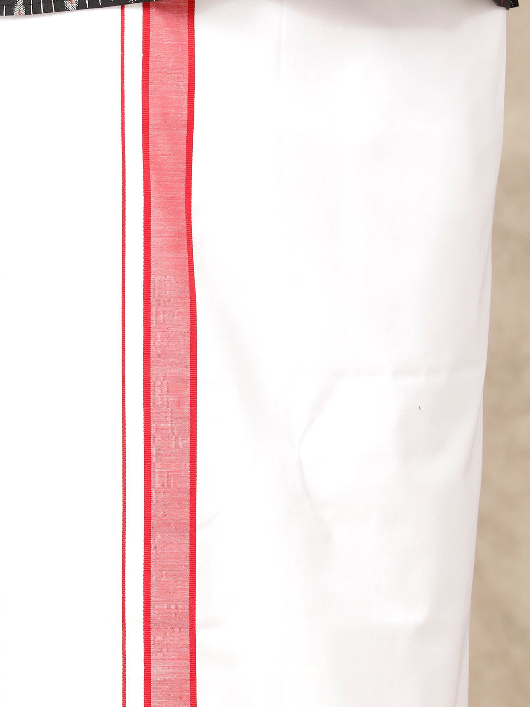 Men Cotton Blend Single Layer White Dhoti with Fancy Border OC26