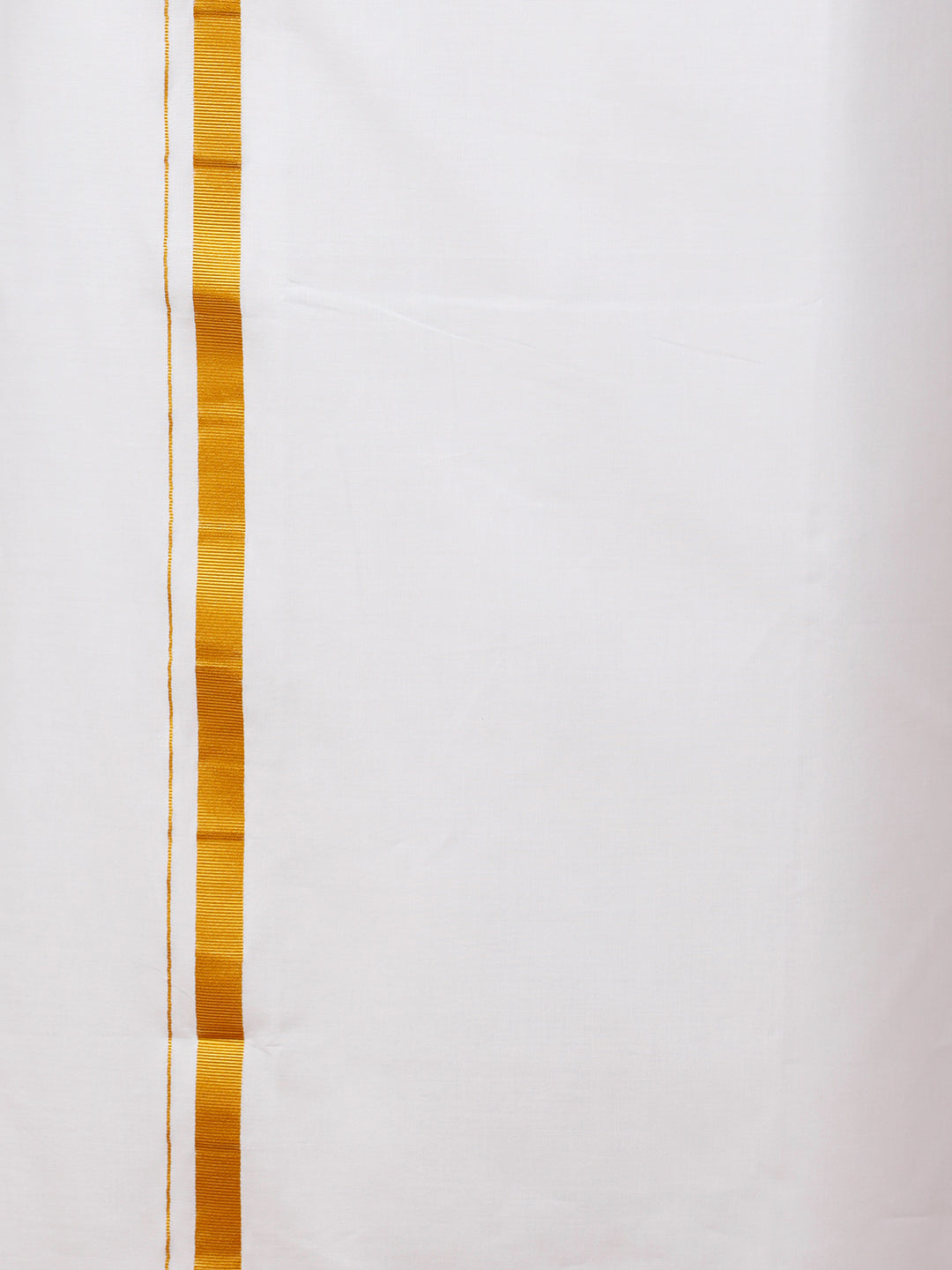 Men 100% Cotton Single Layer White Dhoti with 1/2" Gold Jari Border Pushkar