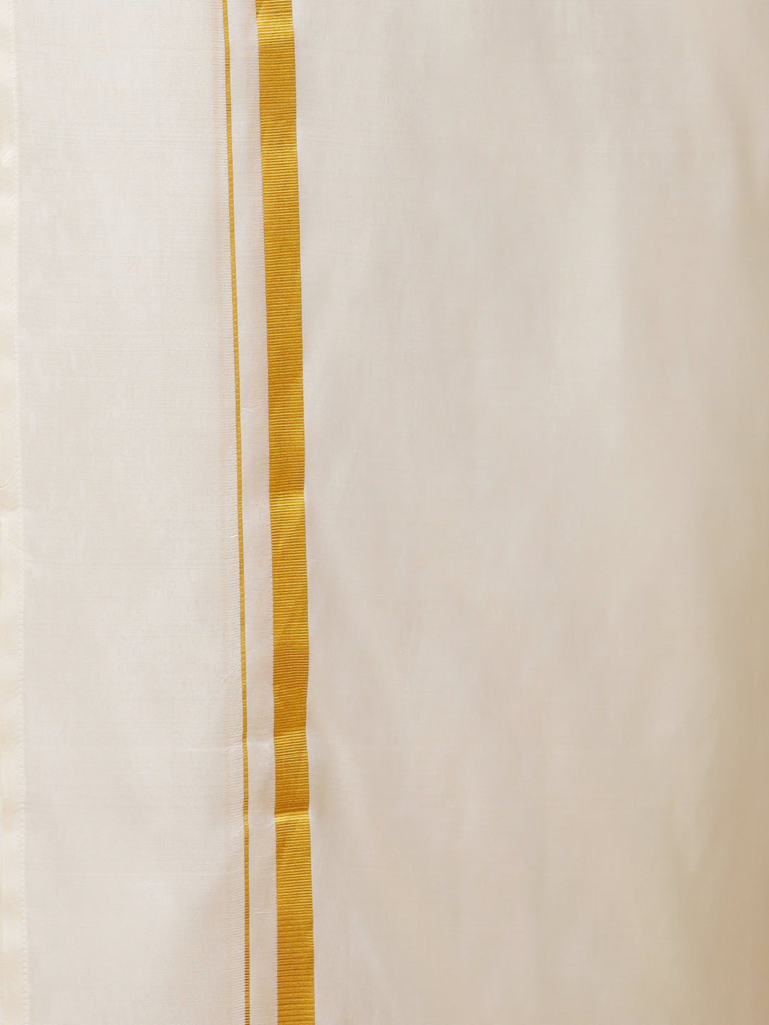 Men Pure Silk Cream with 3/4" inch Jari Border Dhoti Shirt & Towel Set