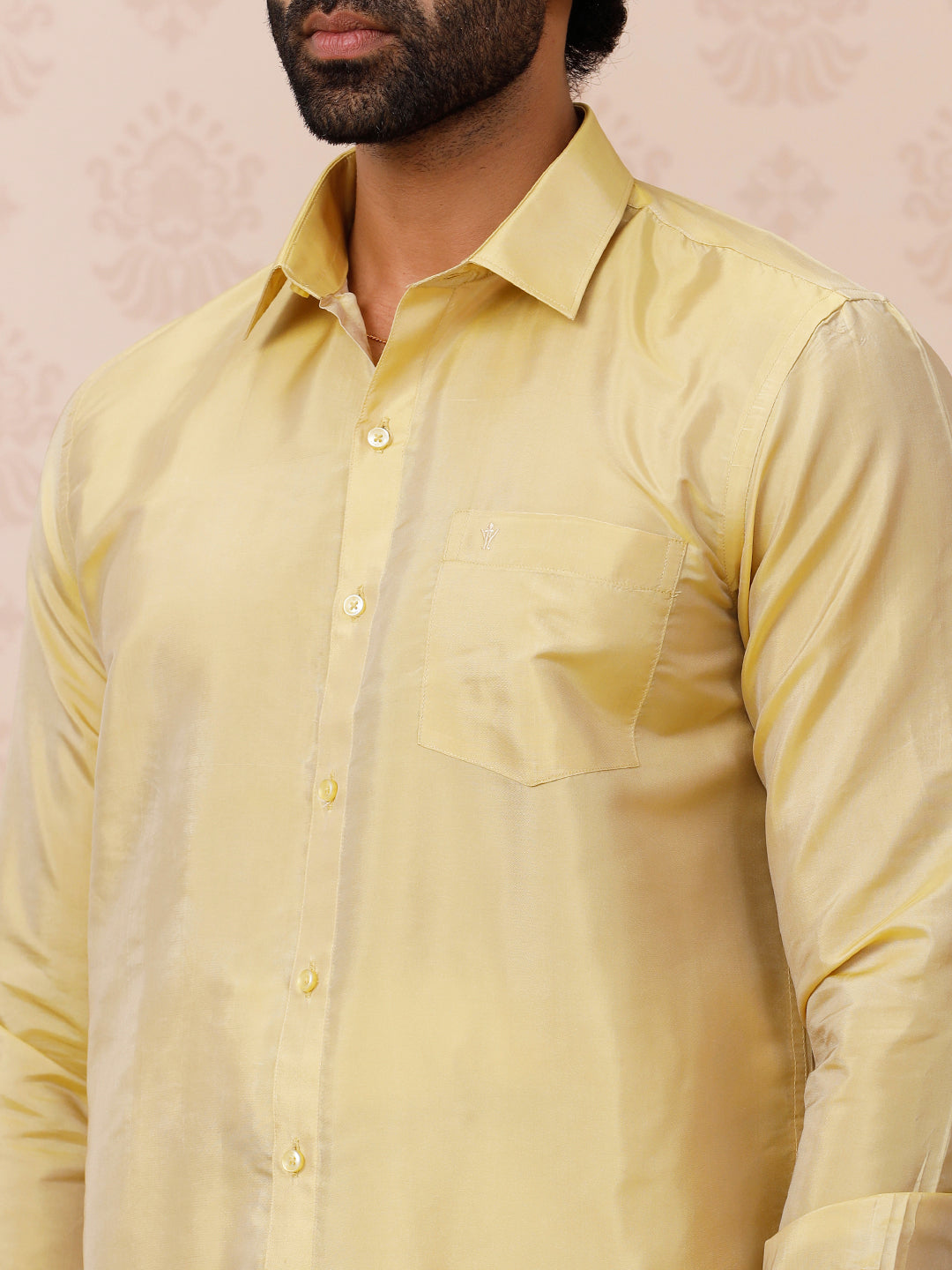 Men Art Silk Dark Gold Shirt & Dhoti Set Swayamvara