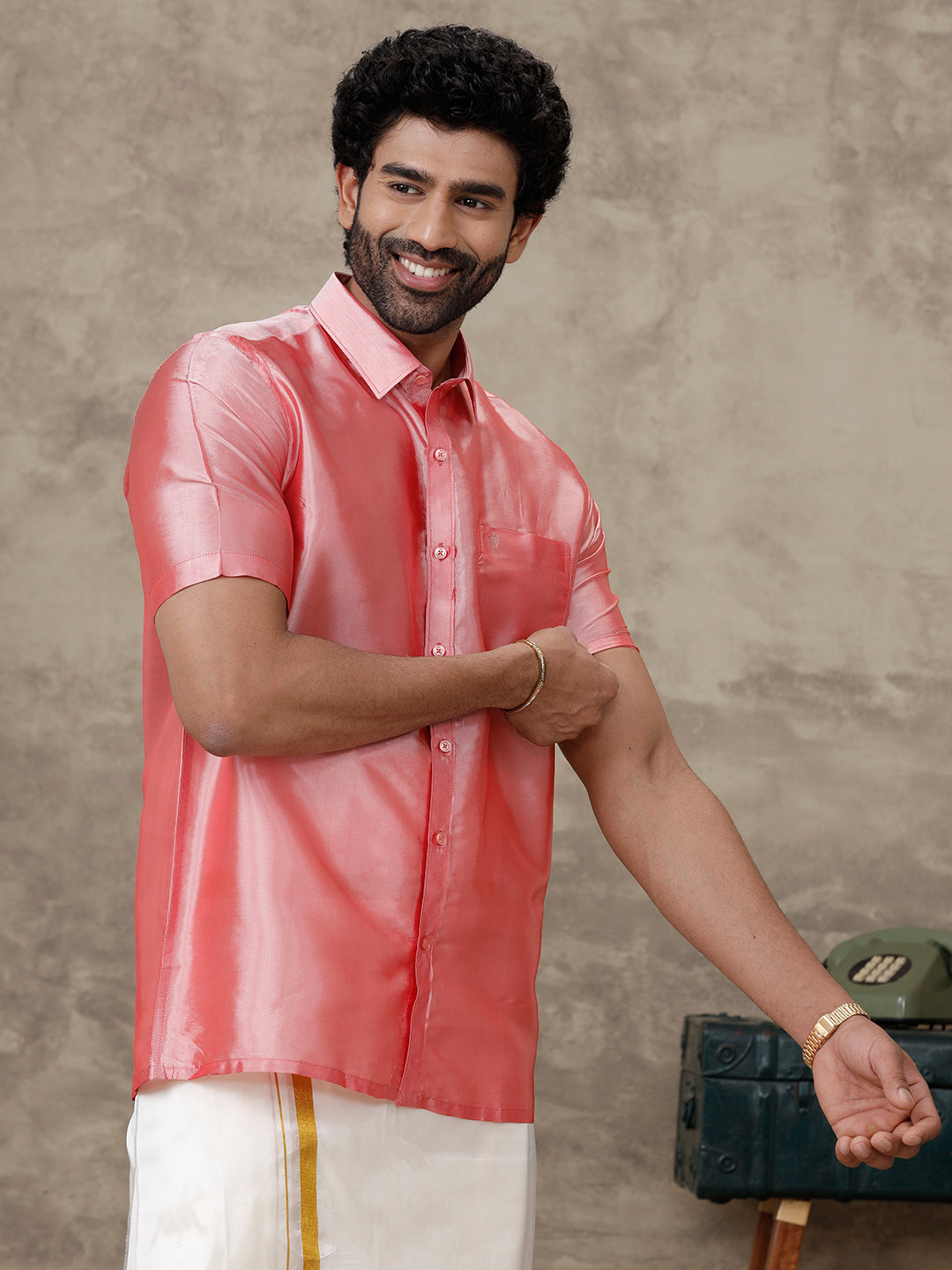 Men Silk Feel Pink Colour Shirt SFC02