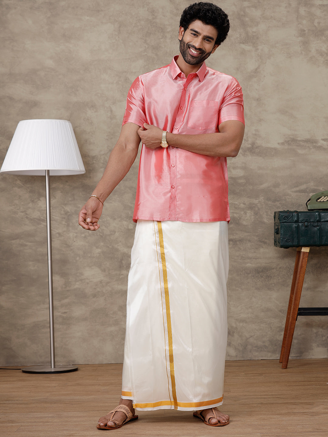 Men Silk Feel Pink Colour Shirt SFC02