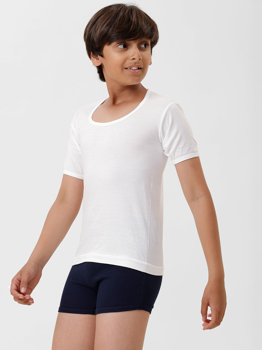 Boys Combed Cotton White Vest RNS Sukra (Pack of 4)