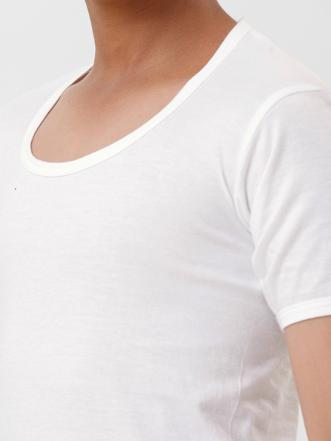 Boys Combed Cotton White Vest RNS Sukra (Pack of 4)
