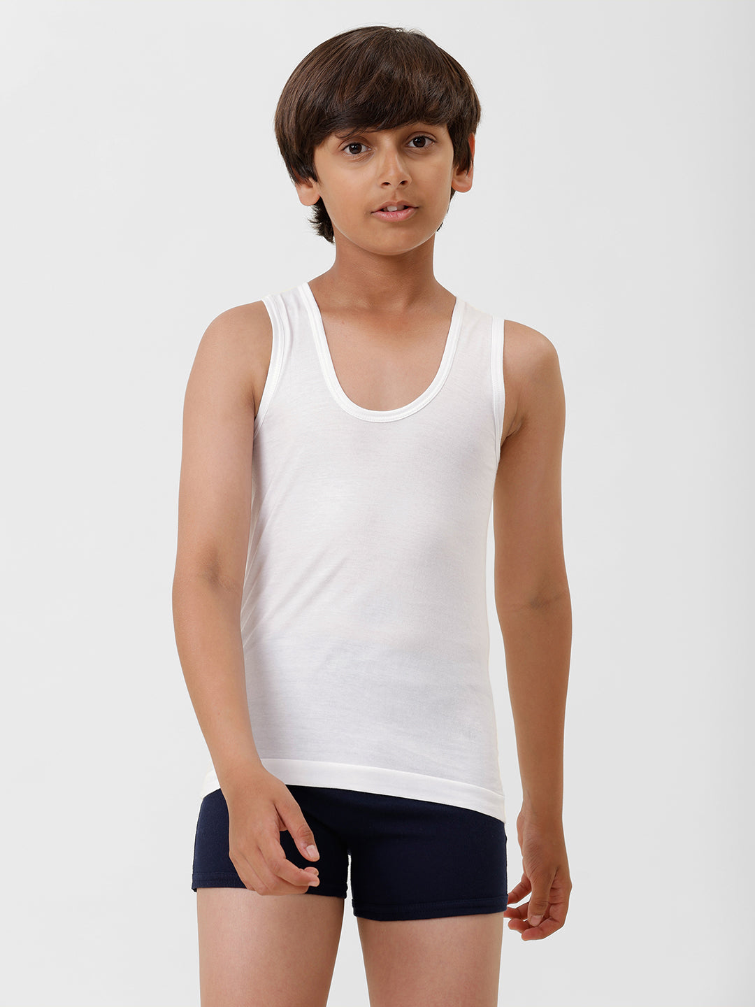 Boys Combed Cotton White Vest Sukra RN (Pack of 4)