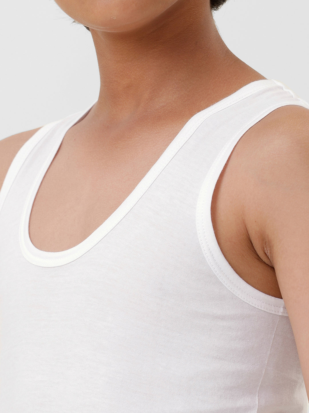 Boys Combed Cotton White Vest Sukra RN (Pack of 4)