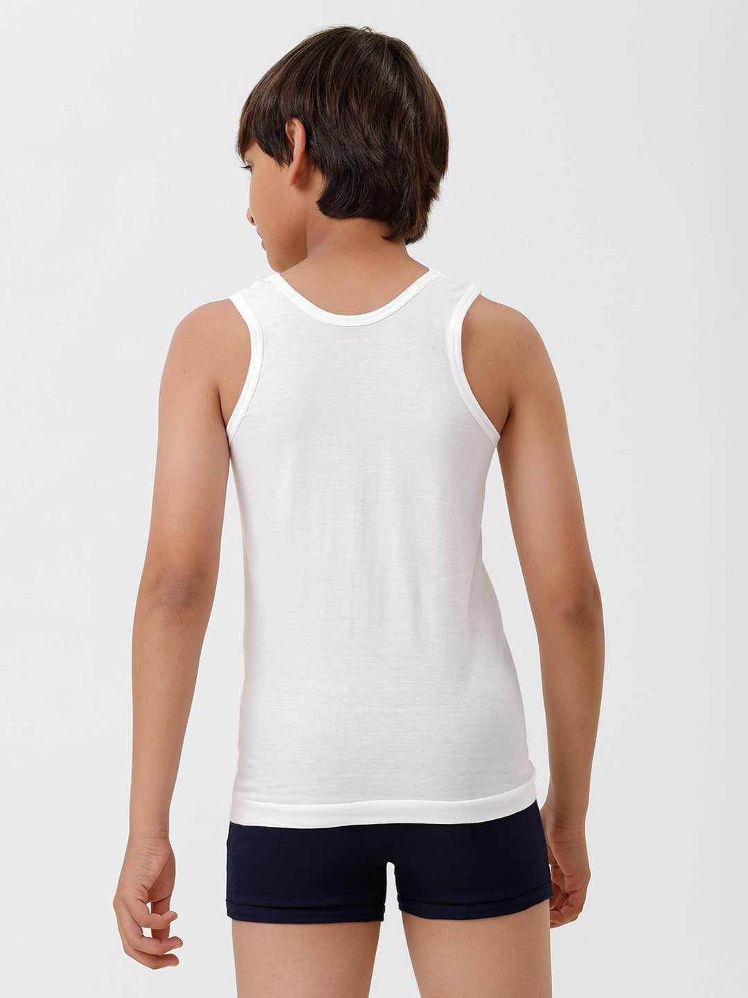 Boys Combed Cotton White Vest Sukra RN (Pack of 4)