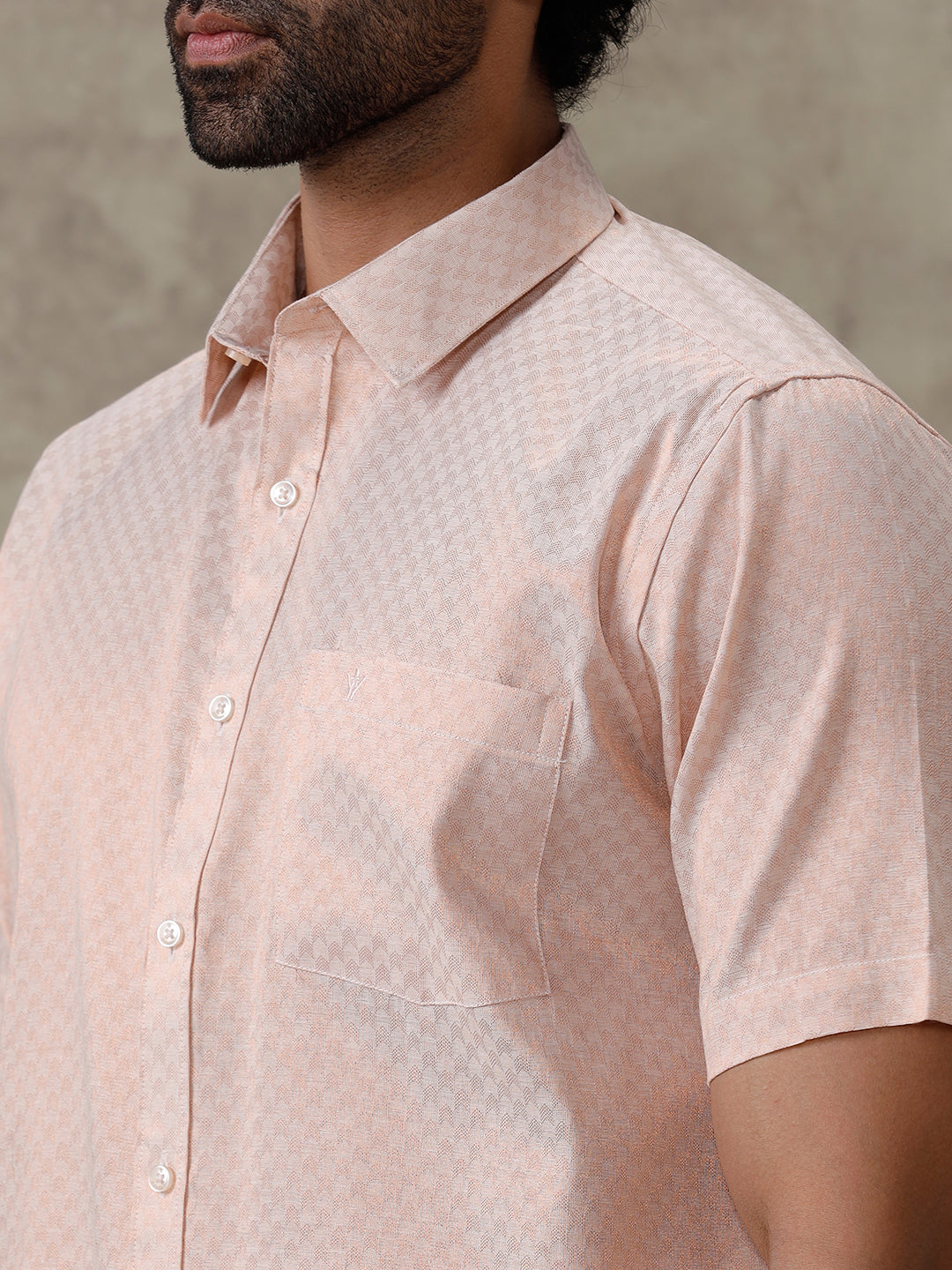 Men Copper Tissue Jacquard Half Sleeves Shirt with Matching Dhoti Set CD11