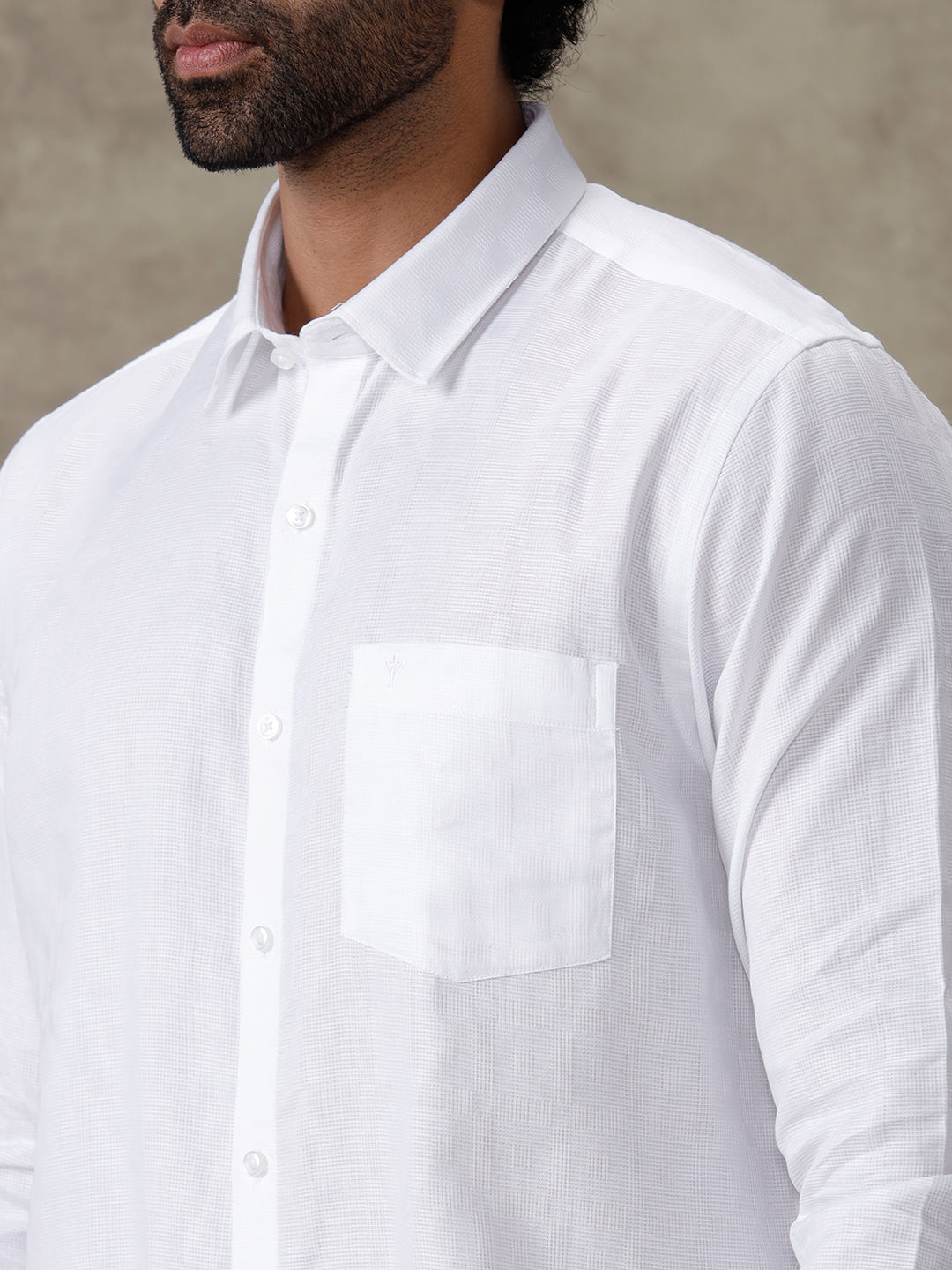 Men Cotton Blend Self Design White Shirt Celebrity 16
