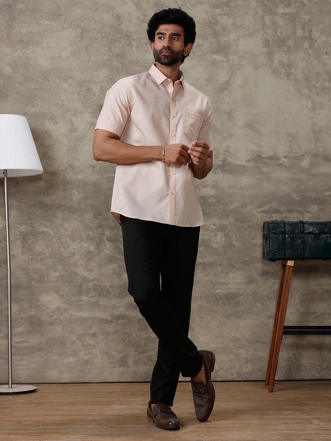Men Cotton Rich Shirt Light Brown Trendy 8 YH3