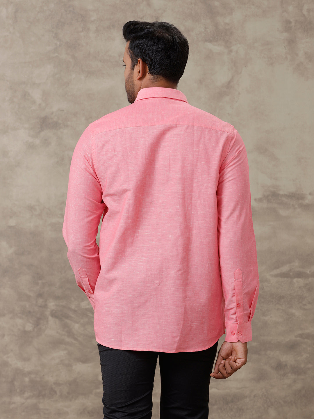 Men Linen Cotton Shirt Light Pink LF2